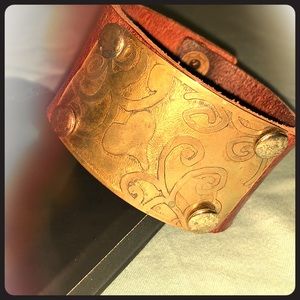 Brass and Leather Cuff Bracelet